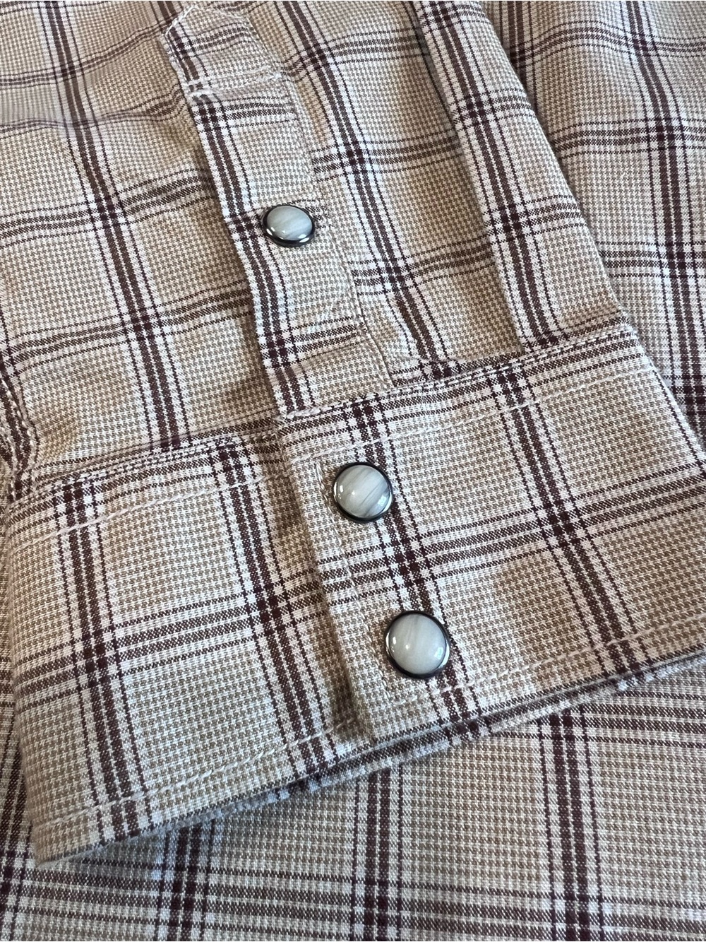 Men's Tan Plaid Pearl Snap Shirt by Blue Ranchwear -Size XXL - Picture 4 of 12